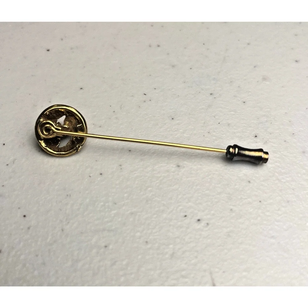 Vintage Red Glass Rhinestone Gold Tone Hat Stick Pin Art Nouveau Estate Find
